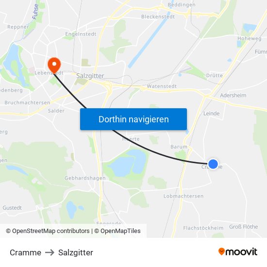 Cramme to Salzgitter map