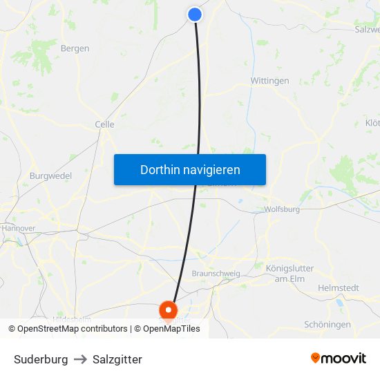 Suderburg to Salzgitter map