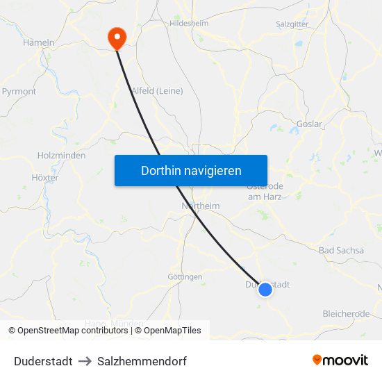 Duderstadt to Salzhemmendorf map