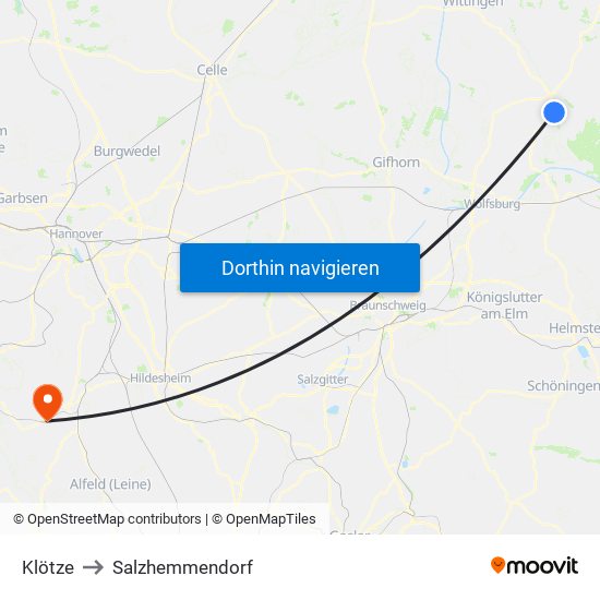 Klötze to Salzhemmendorf map