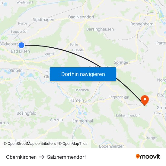 Obernkirchen to Salzhemmendorf map