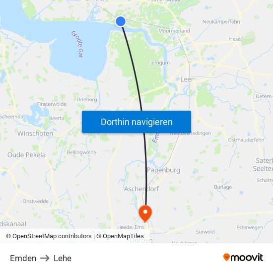 Emden to Lehe map