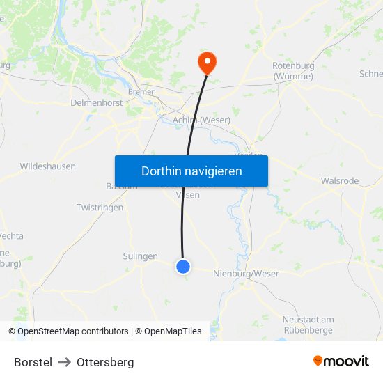 Borstel to Ottersberg map