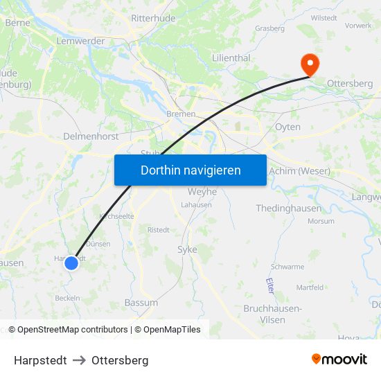 Harpstedt to Ottersberg map
