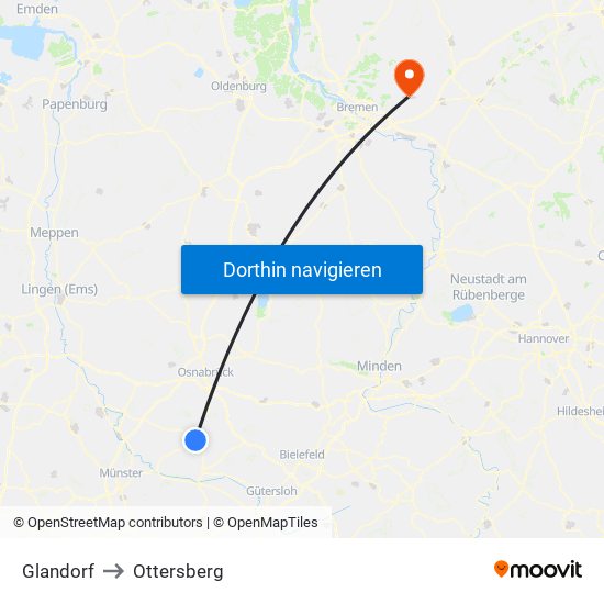 Glandorf to Ottersberg map