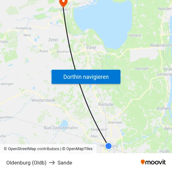 Oldenburg (Oldb) to Sande map