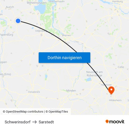 Schwerinsdorf to Sarstedt map