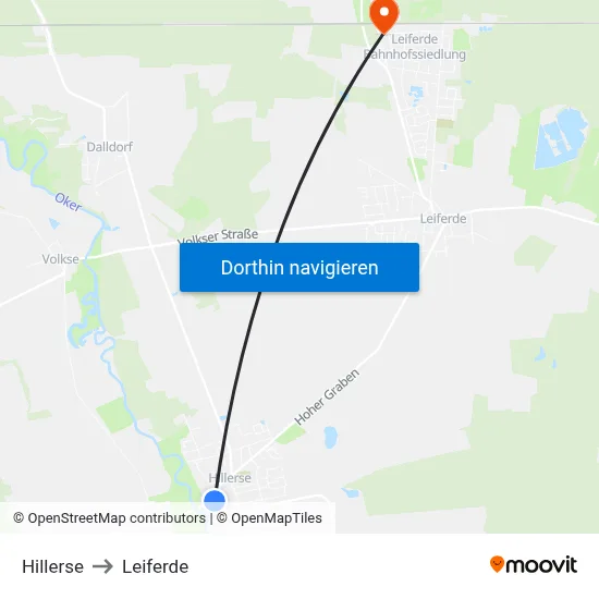 Hillerse to Leiferde map