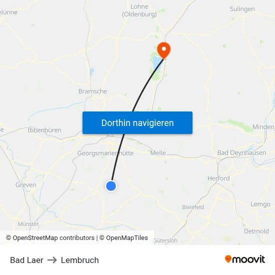 Bad Laer to Lembruch map