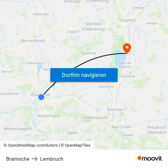 Bramsche to Lembruch map