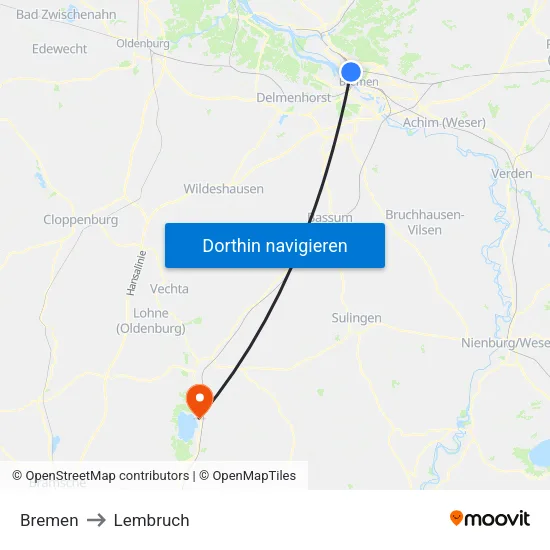 Bremen to Lembruch map