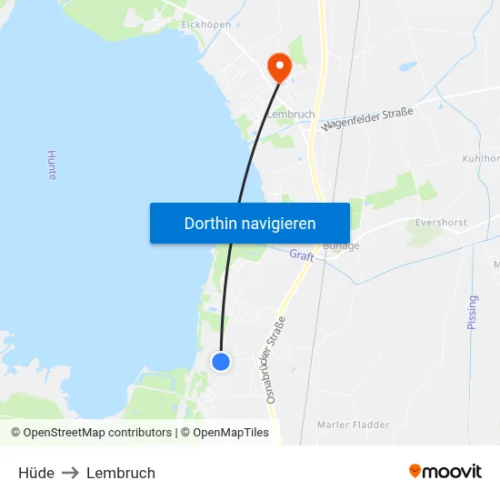 Hüde to Lembruch map