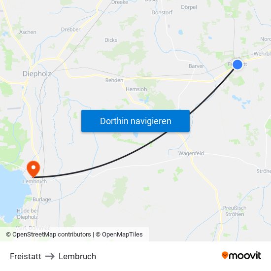 Freistatt to Lembruch map