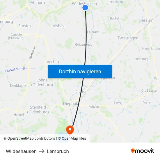 Wildeshausen to Lembruch map
