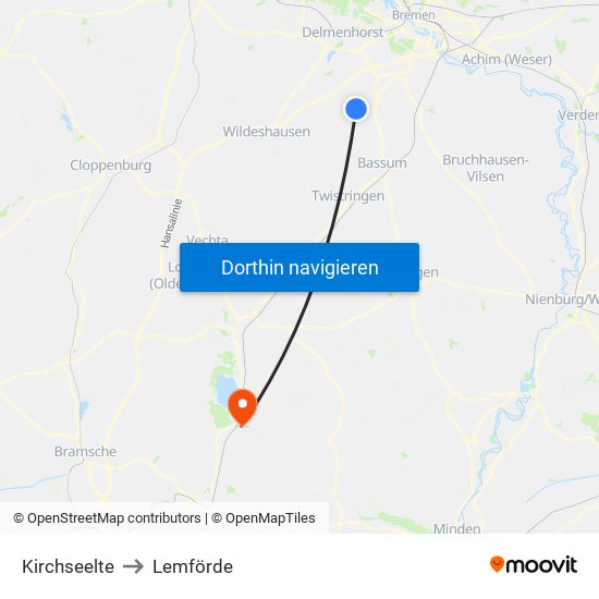 Kirchseelte to Lemförde map