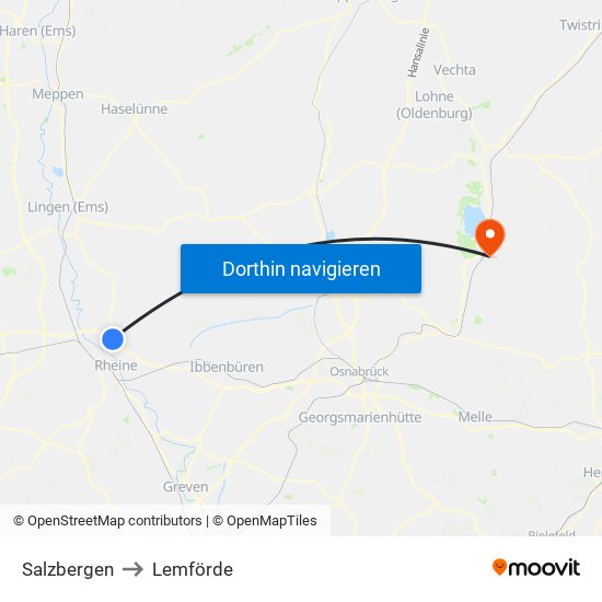 Salzbergen to Lemförde map