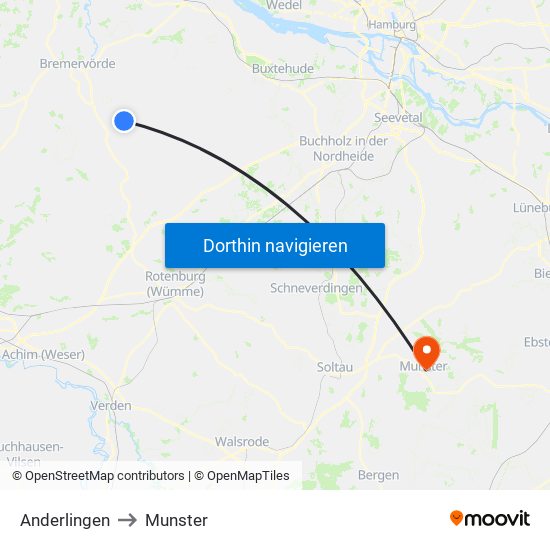 Anderlingen to Munster map