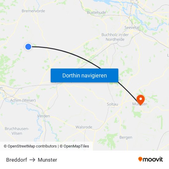 Breddorf to Munster map