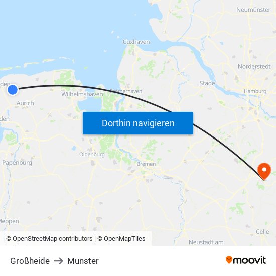 Großheide to Munster map