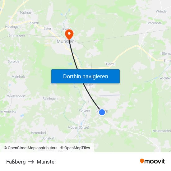Faßberg to Munster map