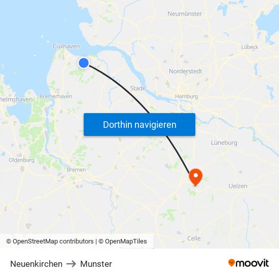 Neuenkirchen to Munster map