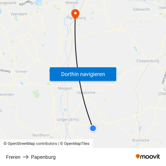 Freren to Papenburg map