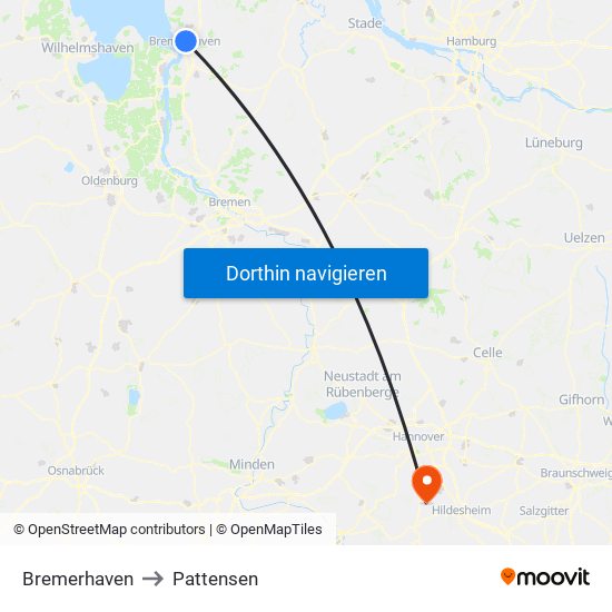 Bremerhaven to Pattensen map