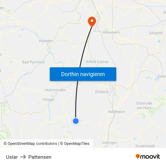 Uslar to Pattensen map