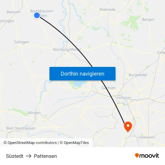 Süstedt to Pattensen map