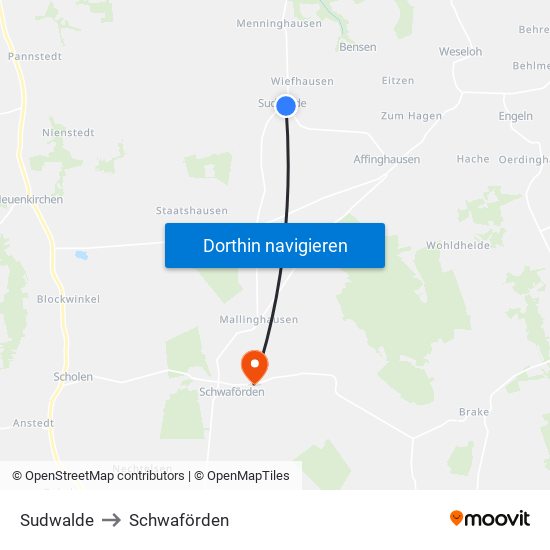 Sudwalde to Schwaförden map