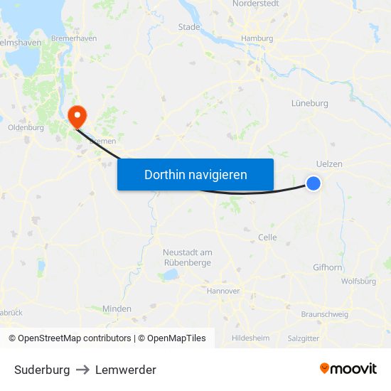 Suderburg to Lemwerder map