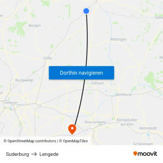 Suderburg to Lengede map