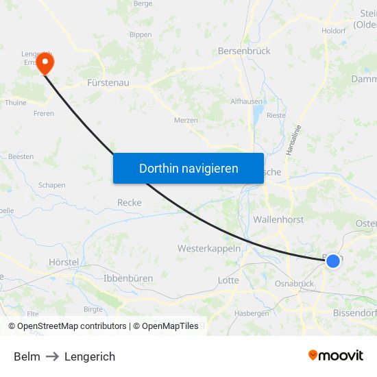 Belm to Lengerich map