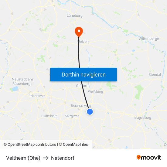 Veltheim (Ohe) to Natendorf map
