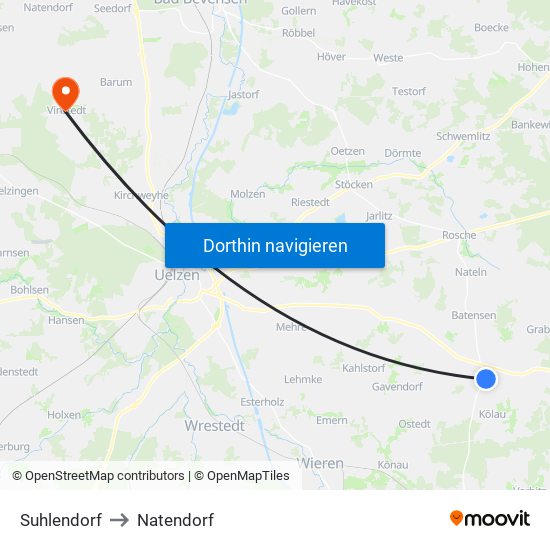 Suhlendorf to Natendorf map
