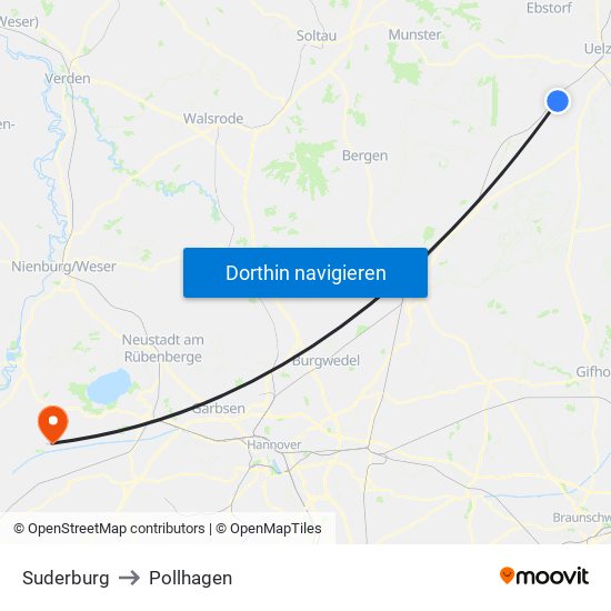 Suderburg to Pollhagen map