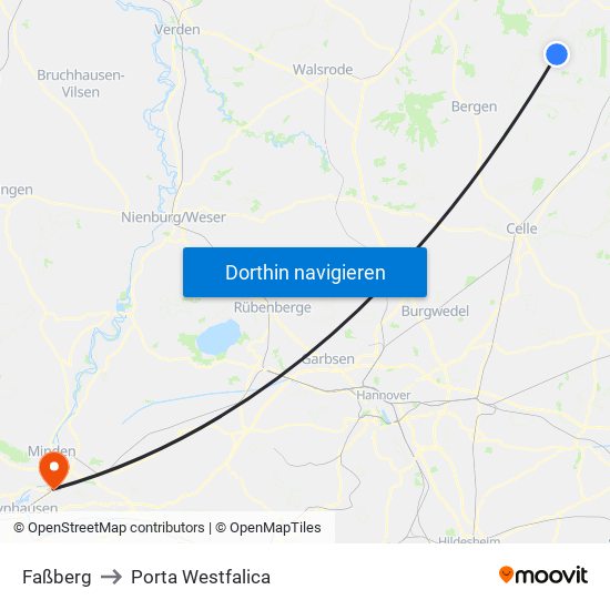 Faßberg to Porta Westfalica map