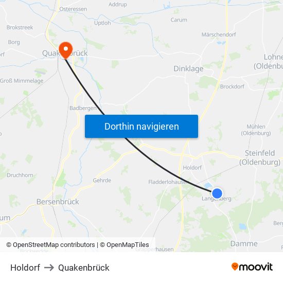 Holdorf to Quakenbrück map