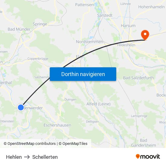 Hehlen to Schellerten map