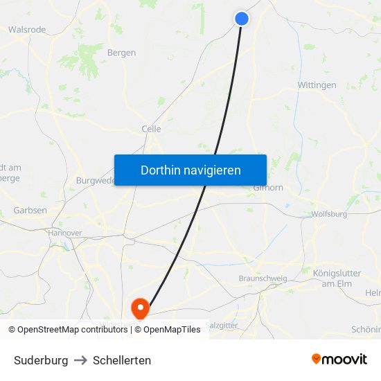 Suderburg to Schellerten map