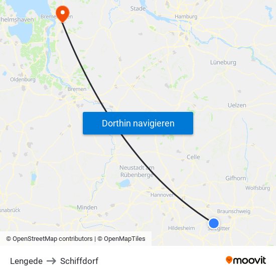 Lengede to Schiffdorf map