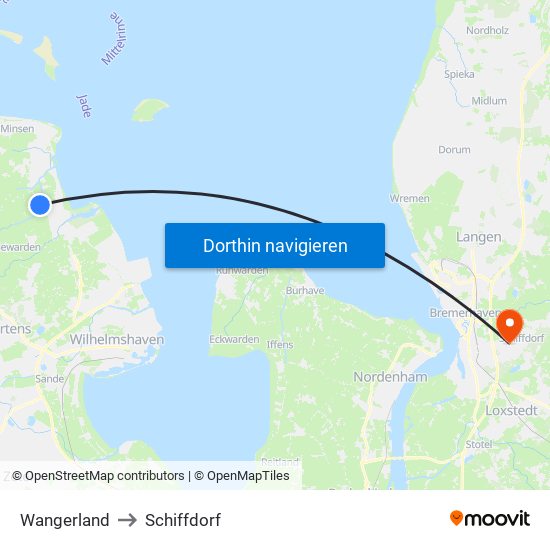 Wangerland to Schiffdorf map