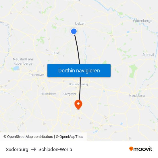 Suderburg to Schladen-Werla map