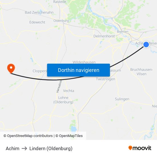 Achim to Lindern (Oldenburg) map