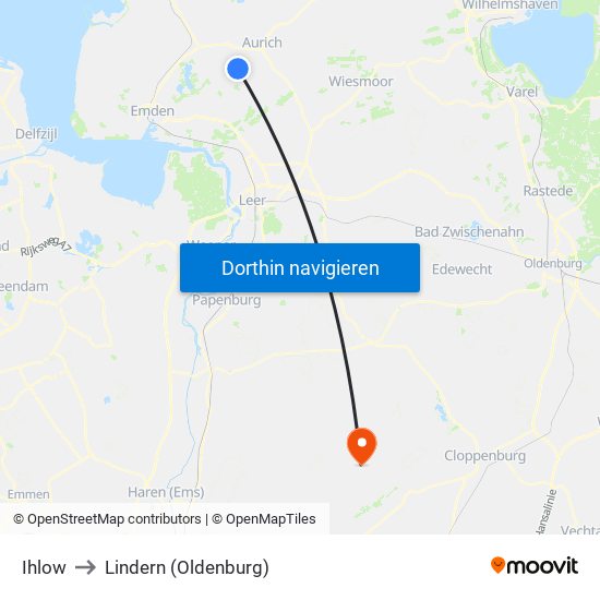 Ihlow to Lindern (Oldenburg) map