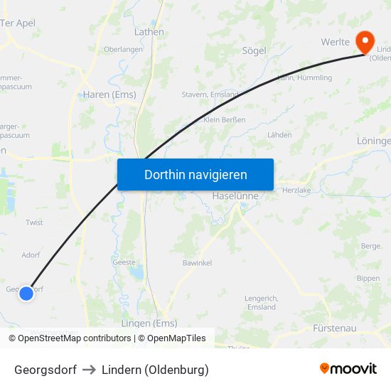 Georgsdorf to Lindern (Oldenburg) map