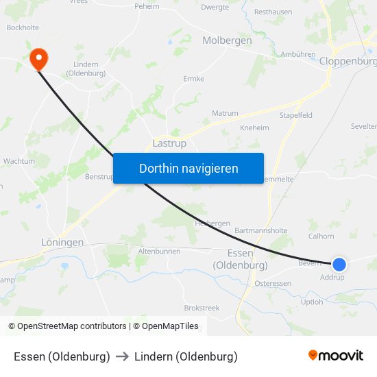 Essen (Oldenburg) to Lindern (Oldenburg) map