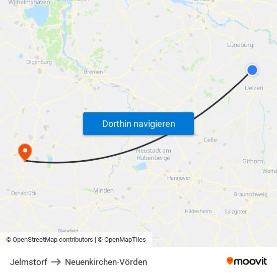 Jelmstorf to Neuenkirchen-Vörden map