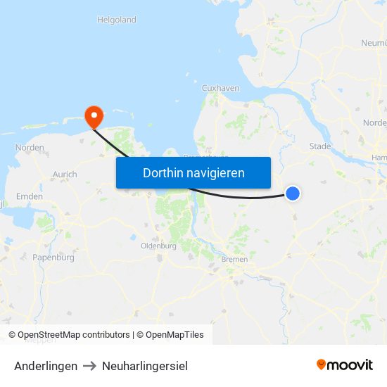 Anderlingen to Neuharlingersiel map