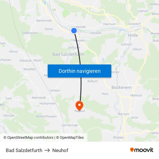 Bad Salzdetfurth to Neuhof map